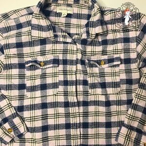 Free Assembly L 10/12 Girls Button Down Plaid  Long Sleeve Shirt Pink PRELOVED